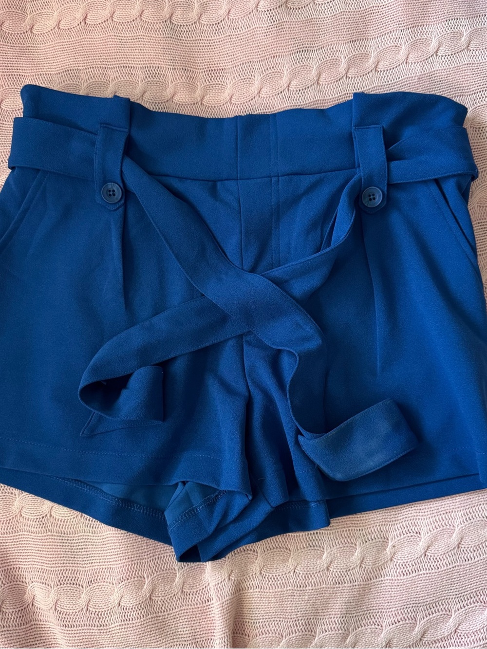 Sincerely Jules Royal Blue High-Waist Tie Belt Shorts
